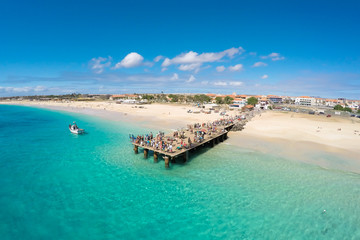 Obraz premium Aerial view of Santa Maria beach in Sal Cape Verde - Cabo Verde