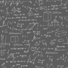 Math. Seamless pattern with trigonometry formulas.
