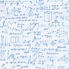 Math. Seamless pattern with trigonometry formulas.
