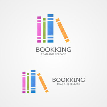 Vector logo with a colored books.