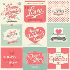 happy valentines day vintage retro cards