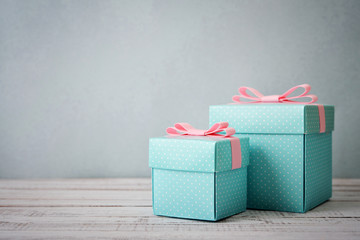 Blue polka dots gift boxes