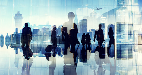 Business People Silhouette Cabin Crew Airport Concept