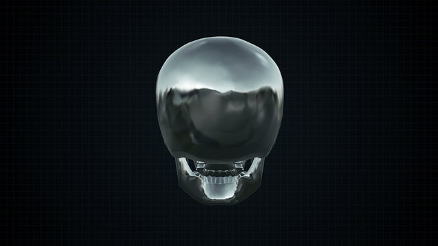 Metal Cyber Human skull Silver Loopable. Alpha matte