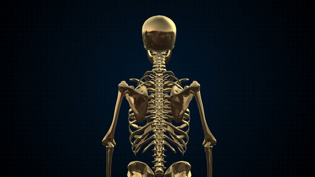 Metal Cyber Human Skeleton Gold Loopable. Alpha matte
