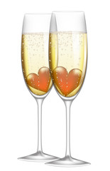 glass of champagne with heart