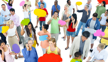 Social Media Diverse Ethnic Togetherness Teamwork Concept - obrazy, fototapety, plakaty