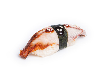 Unagi nigiri sushi made of smoked eel