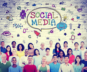 Obraz premium Social Media Communications Diversity Group Technology Concept