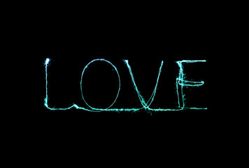 Love sparkler firework light alphabet