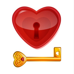 Red lock in the shape of heart