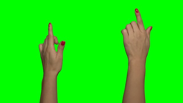 Erklärvideo Greenscreen, Frau Hand links mit roten Fingernägeln