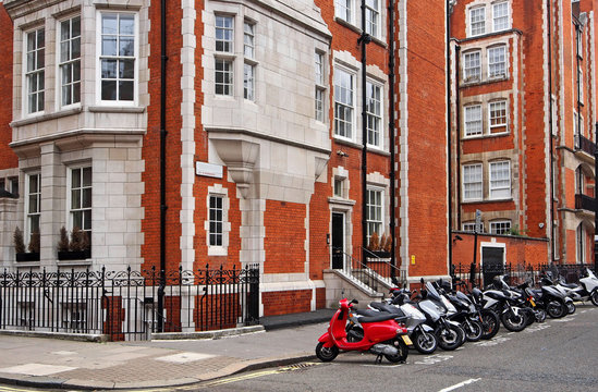 London street with parking for motorcycles