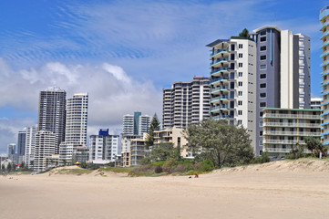 Fototapeta na wymiar Gold Coast City in Queensland, Australia. Beach cityscape.