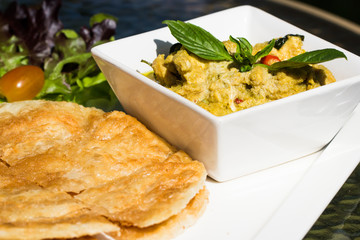 Southern flat bread with Green curry chicken