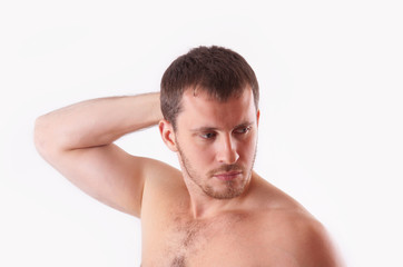 Naklejka premium Man with a thoughtful on his face