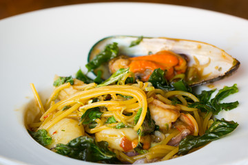 Spicy seafood spaghetti