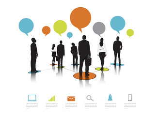 Silhouettes of Business People Speech Bubble Concept