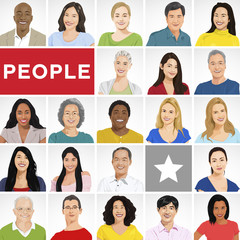 Group People Happiness Face Portrait Concept