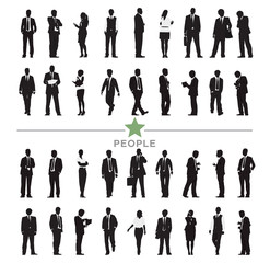 Vector Silhouette Business People Varioius Acting Concept