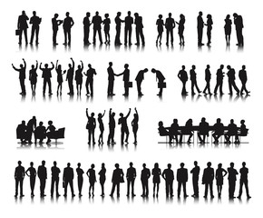 Silhouettes Successful Business People Working Concept
