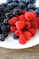 Assorted berry on a white plate