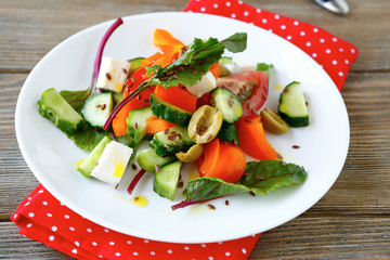 Homemade salad with cucumbers