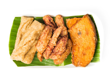 Combo fried snack - banana, sweet potatoes and fish fritter