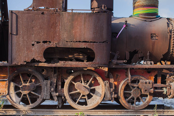 Fototapeta na wymiar Old train, locomotive, Train wheel