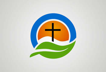 Cross religious ecology logo vector - 76034796