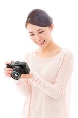 young asian woman taking photo