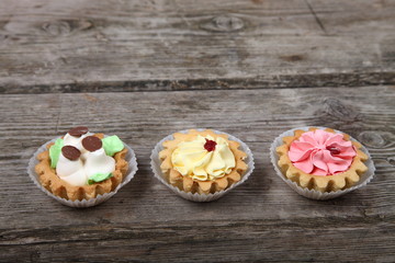Cake on a wooden table
