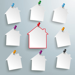 Paper Houses Red Thumbtacks