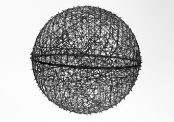 big ball of tangles suspended in white background