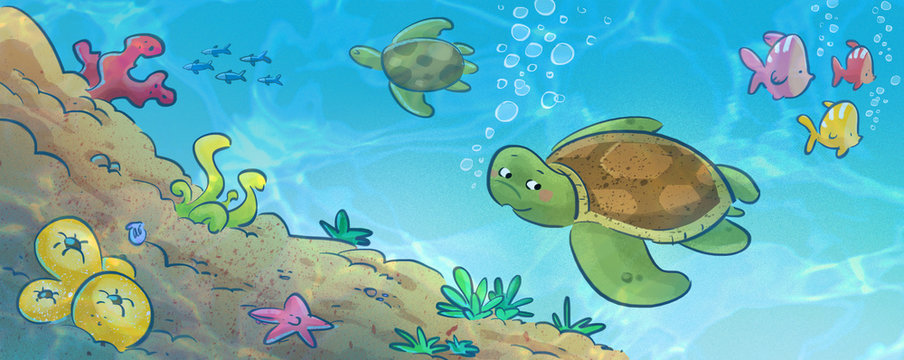 tortuga en fondo marino