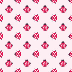 cute seamless pattern for girls with red ladybugs