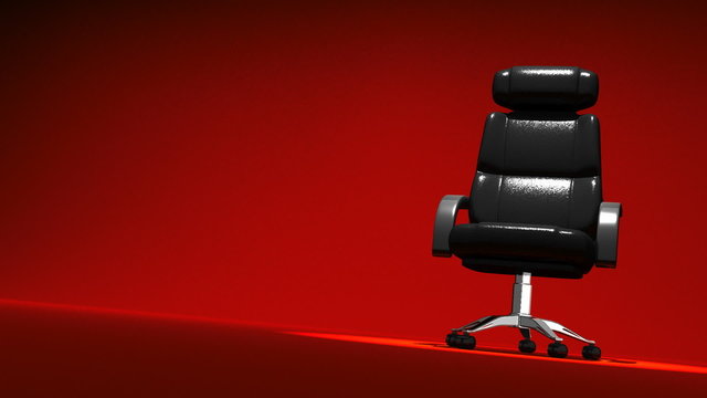 Spotlighted Business Chair On Red Text Space
