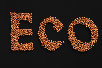 Word Eco composed of premium buckwheat groats