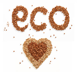 Word eco and Heart symbol