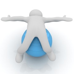 3d man exercising position on fitness ball. My biggest pilates s