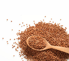 Buckwheat in wood spoon