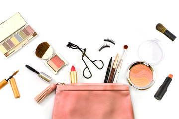 make up bag with cosmetics