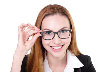 Business woman happy with eyeglasses