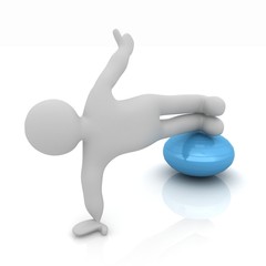3d man exercising position on fitness ball. My biggest pilates s