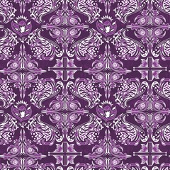 White on purple damask pattern