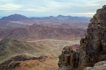 Fototapeta na wymiar Egypt, rocky wilderness of Sinai mountains