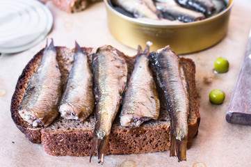 Sandwich with sprats