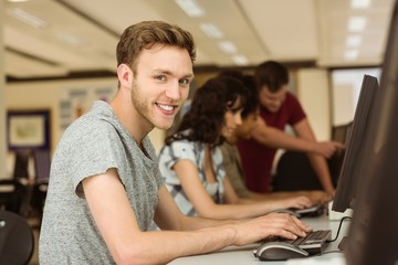 Classmates working in the computer room