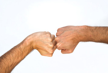 Two orientations of a man with a clenched fist