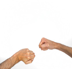Two orientations of a man clenching his fist